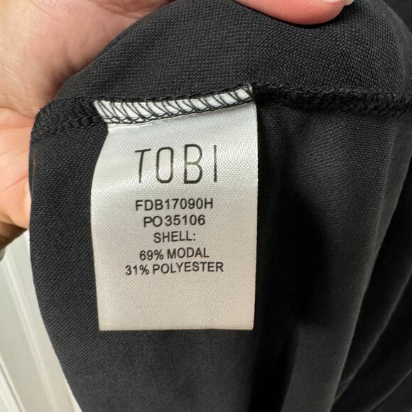 Tobi Black Slinky Mini Dress Sleeveless V Neck Sexy Wrap Knot Size Small - Picture 8 of 12